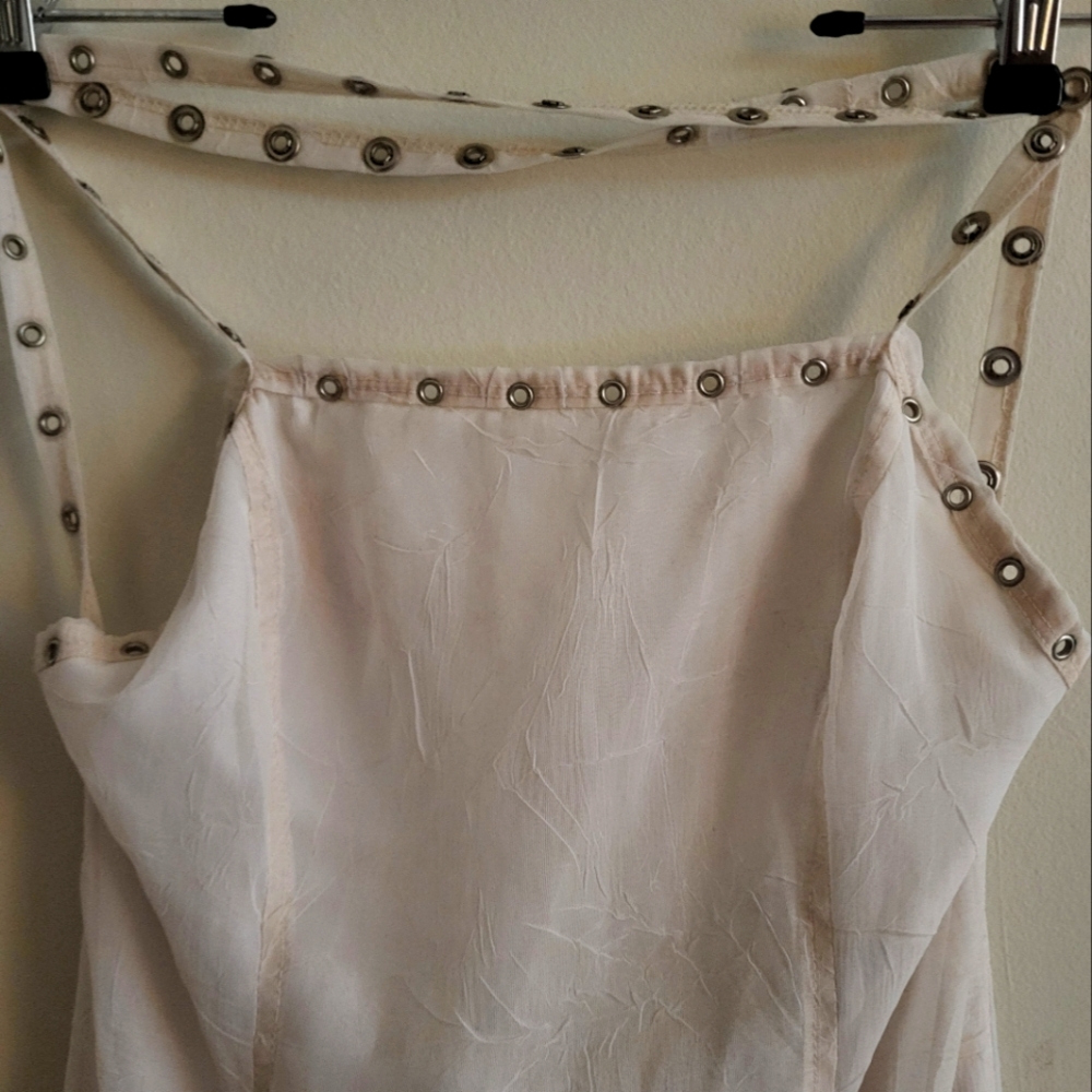 RARE VINTAGE LIP SERVICE White flowy high low hem dress.Sz Med